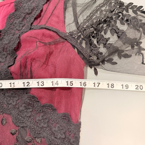 Belle Poque Dress S Burgundy Black Lace Overlay Midi Gothic Dark Romantic Vamp - Picture 10 of 12